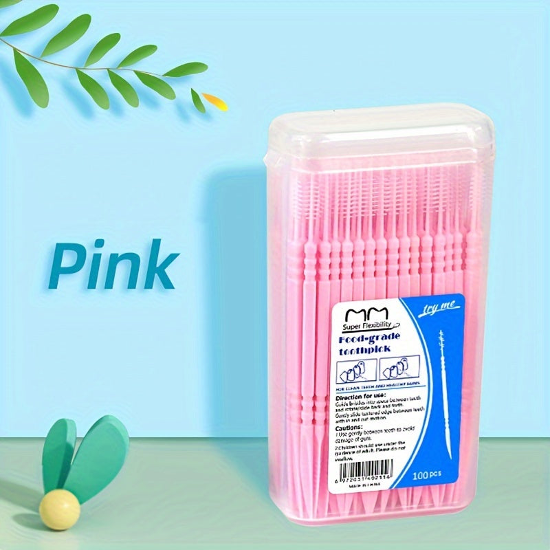 Ikki rangli plastik baliq suyak tish ignalari og‘iz gigiyenasi uchun, sayohat uchun quti