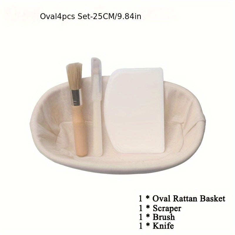 Yangi dizayn qilingan Rattan Nonni Isitish Savati To'plami, professional va uy pishiruvchilar uchun ideal. To'plamda mukammal Sourdough nonlari uchun oziq-ovqat xavfsizligi bilan ta'minlangan xamir fermentatsiya vositalari mavjud.