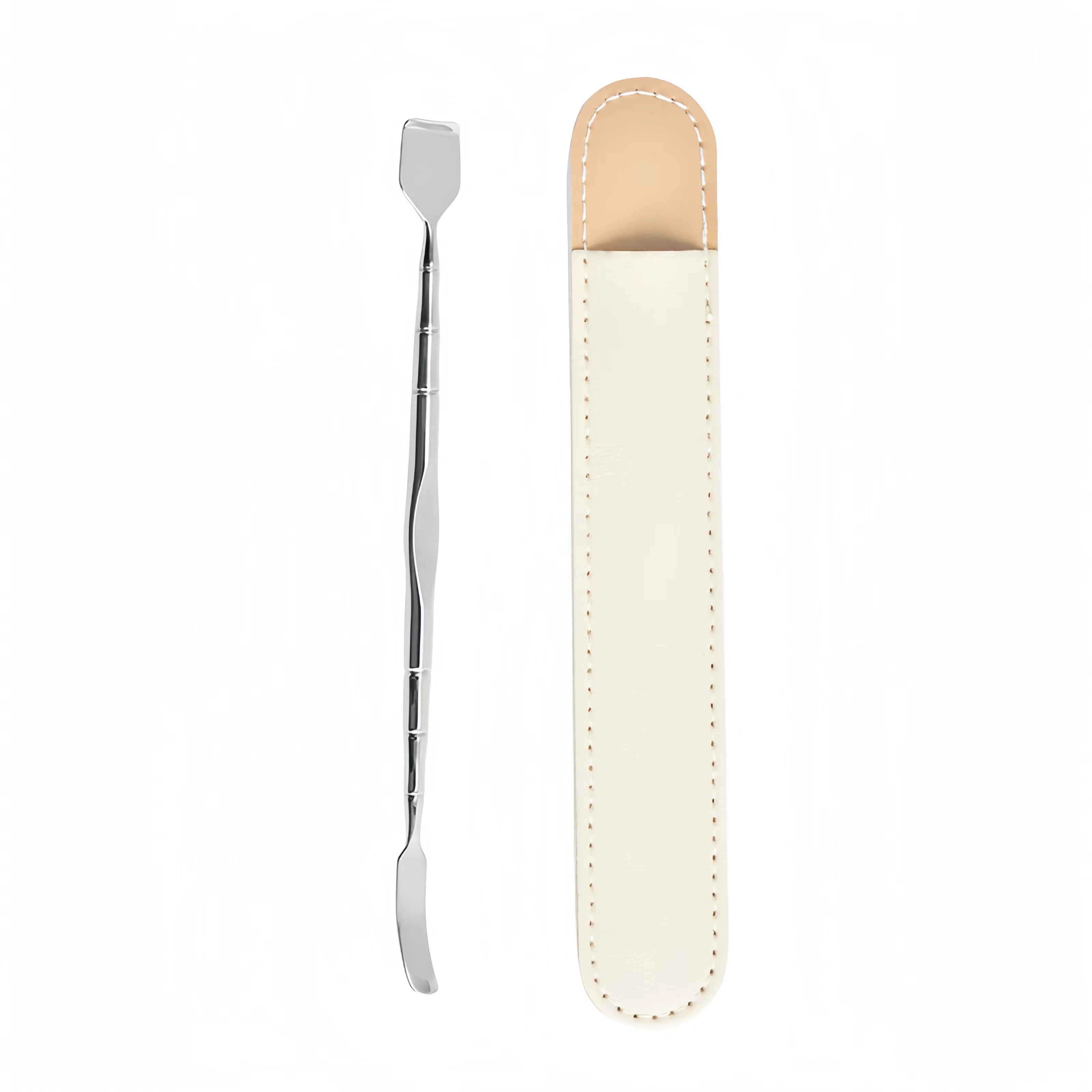 Unisex Stainless Steel Blackhead Scraper Set with Leather Handle and Dual Purpose