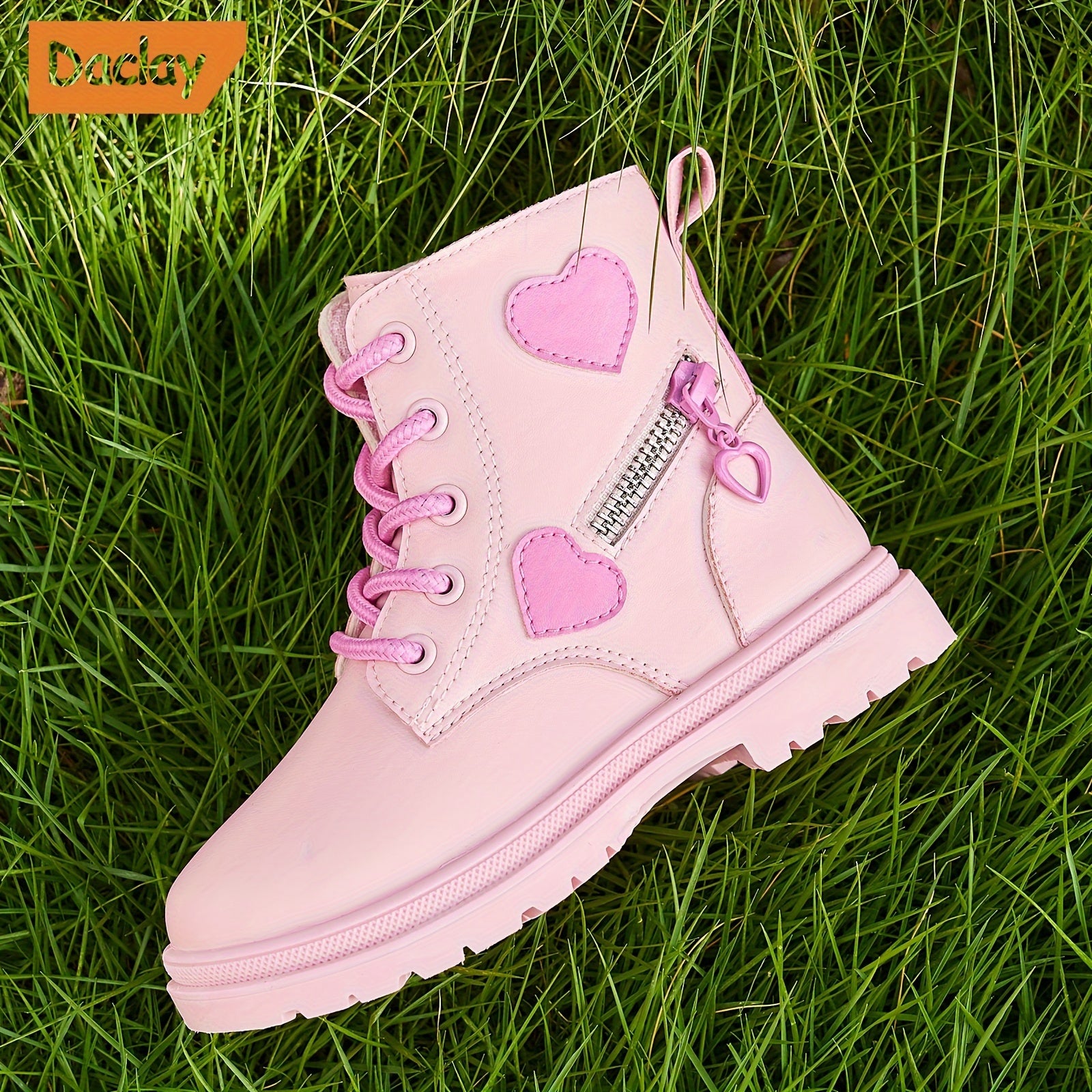 Girls Heart Pattern Casual Boots Lightweight Non-slip Fall Winter