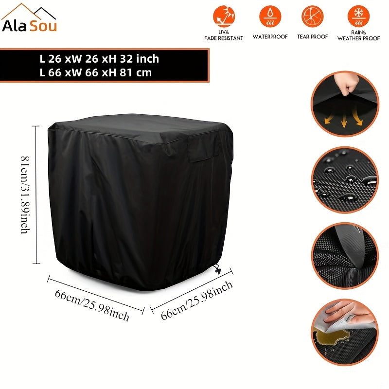 Central Air Conditioner Cover Set Black Waterproof Dustproof Freeze-Resistant with Ventilated Mesh