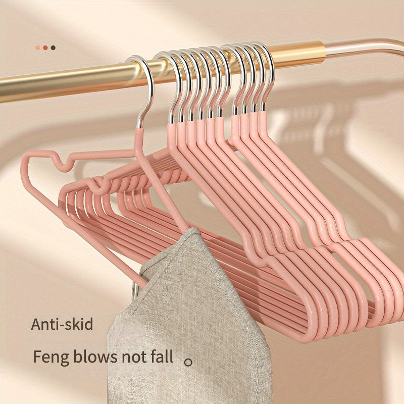 10pcs Stainless Steel Clothes Hangers Non-Slip Durable Thick Core for Adults and Children