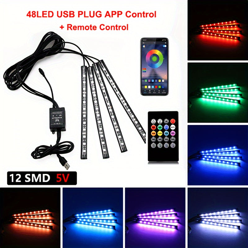 Kit de iluminación interior de LED RGB para coche con sincronización musical