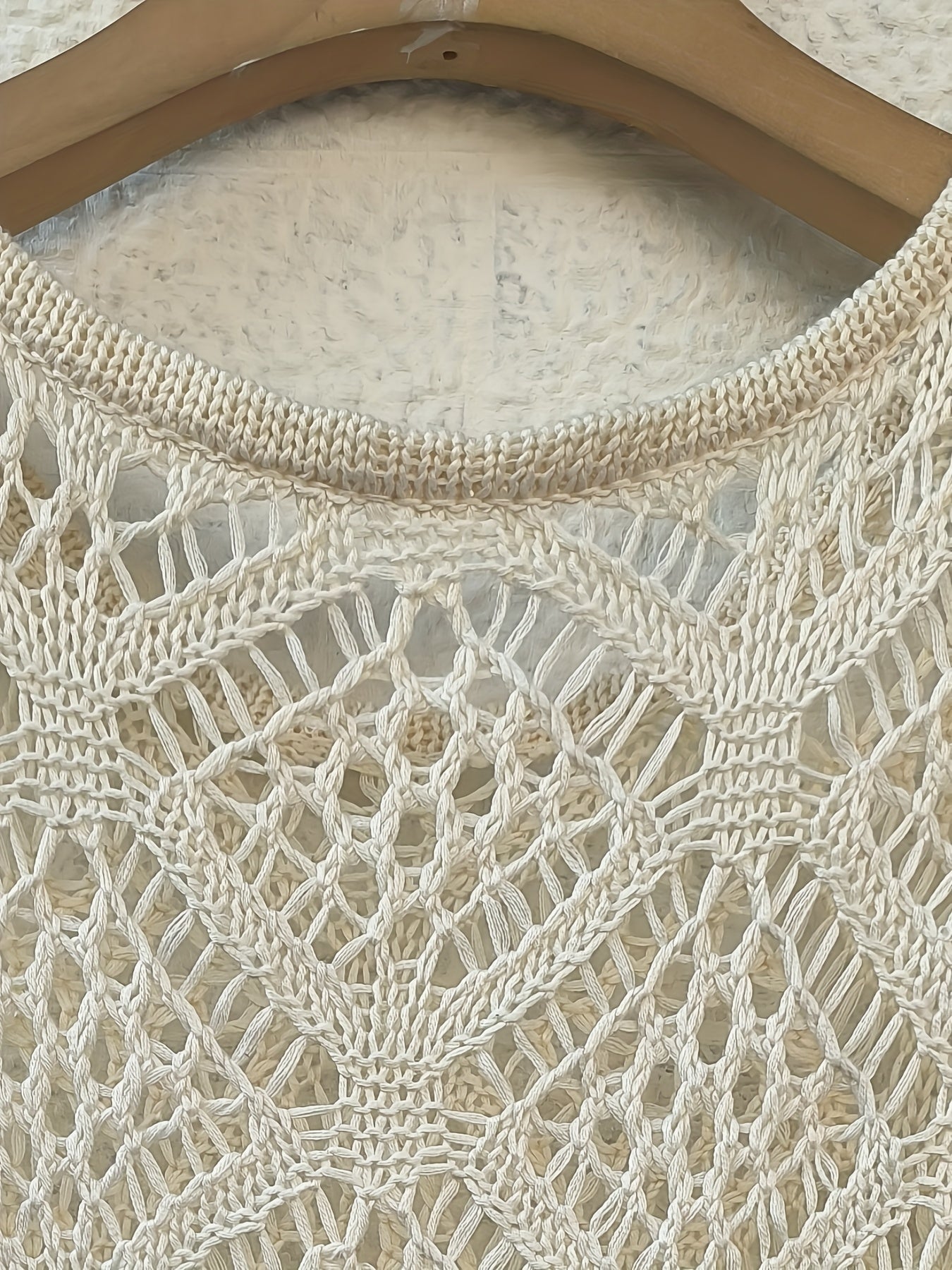 Plus Size Crochet Top Women Sleeveless Beige White Lace Casual Summer