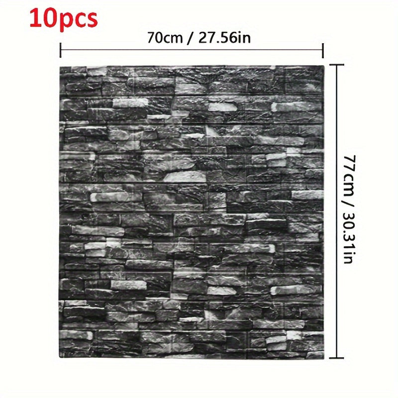 10pcs 70cmX77cm 3D Brick Wall Panels Self-Adhesive Waterproof for Home Decor