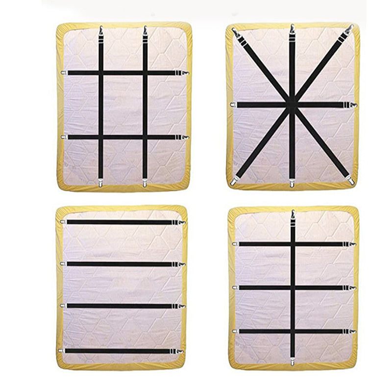 Adjustable Elastic Bed Sheet Clips Set of 4 for Securing Sheets and Mattress Covers