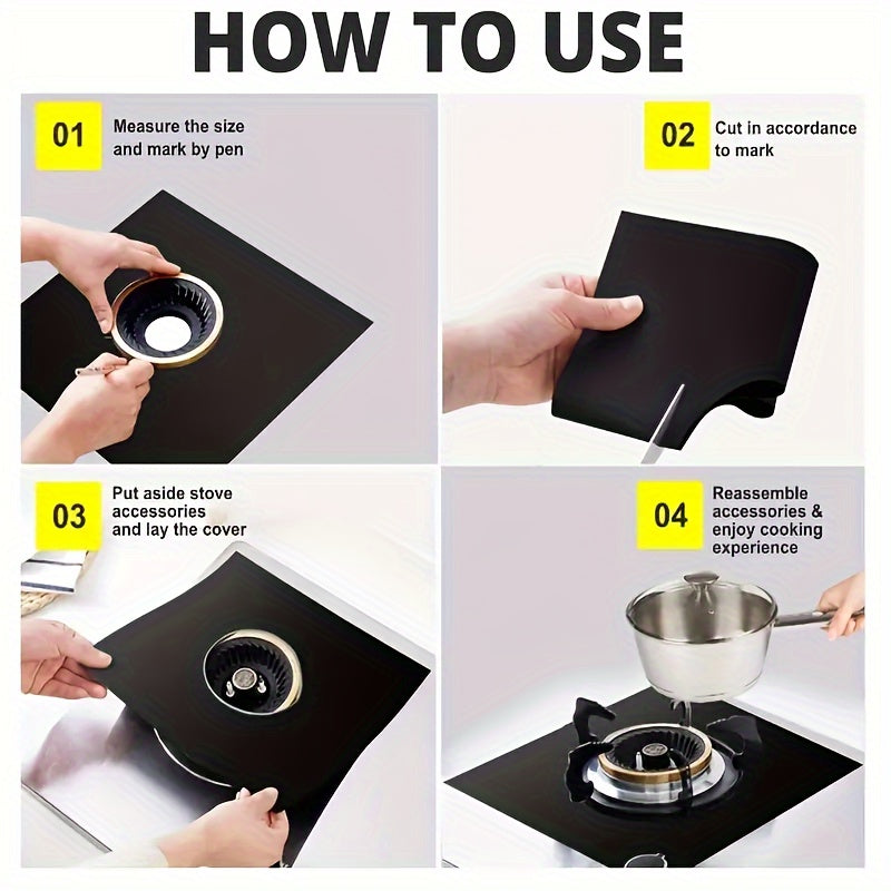 Set of 6 Gas Stove Protection Mats Heat Resistant Oil Stain Resistant Non-Stick Easy to Clean