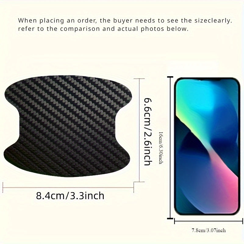Car Door Handle Protector Set 4 Pieces Carbon Fiber Scratch-Resistant Exterior Accessories
