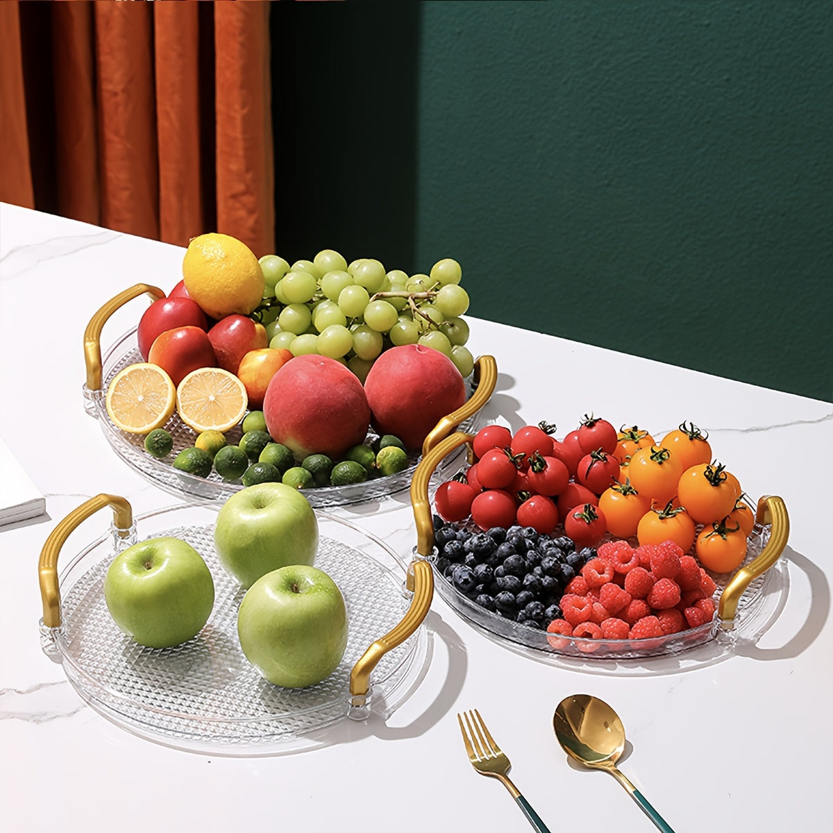 Coffee Table with Fruit Basket Cover Tray for Living Room Snacks and Candy