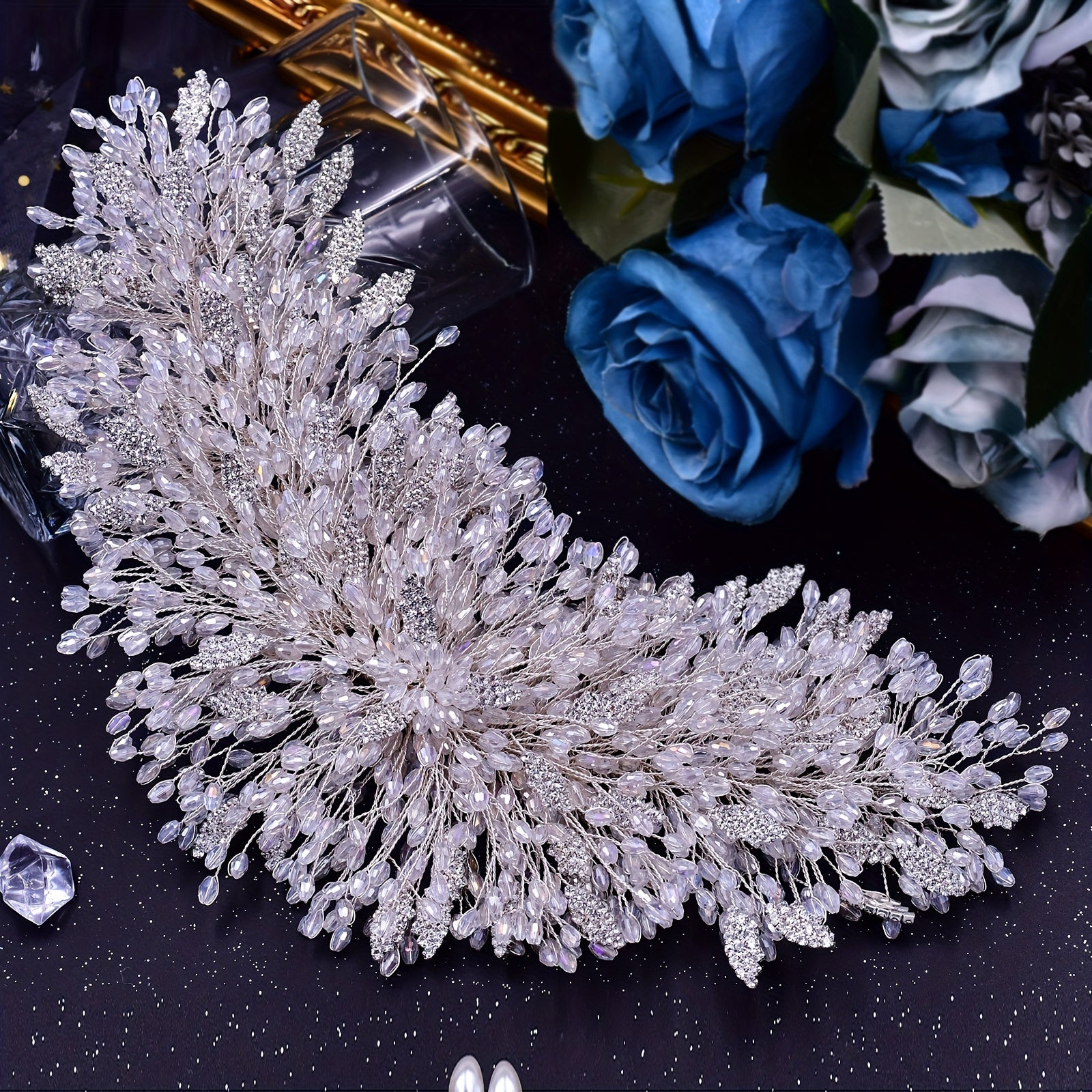 Multilayer Rhinestone Bridal Headband with Crystal Embellishments for Weddings