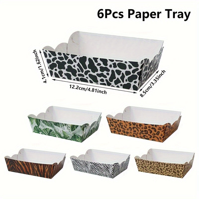 Biodegradable Paper Party Trays Set of 6 Animal Prints for Weddings Birthdays Baby Showers