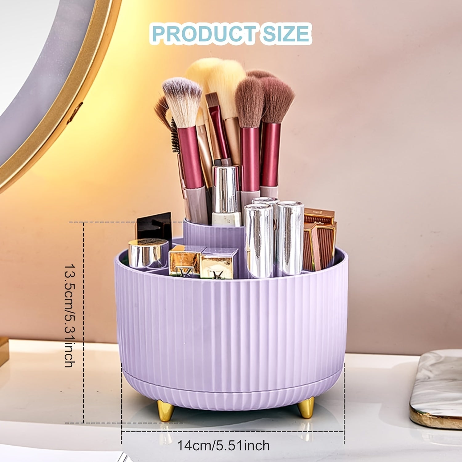 5-Slot Rotating Desk Organizer with Large Storage Capacity in 7 Colors