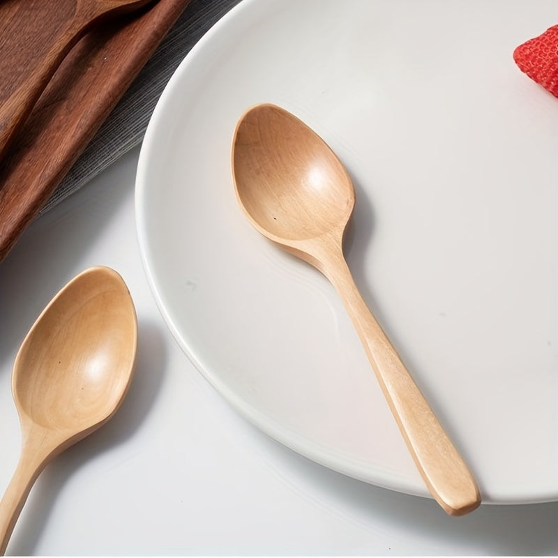 Набор из 3 или 6 маленьких деревянных ложек для еды, длиной 18,49 см, антипригарные для смешивания, помешивания и дегустации. Отлично подходит для столовой посуды.