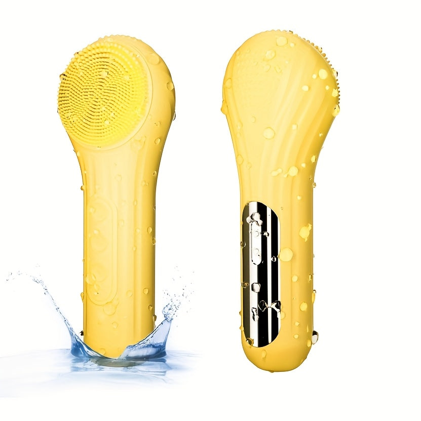 USB zaryadlash bilan qayta zaryadlanuvchi elektr yuz skrab cho'tkasi, barcha teri turlari uchun chuqur tozalash silikon tizimi, 600mAh litiy batareykasi, jonli sariq dizayn, Onalar kuni uchun ideal sovg'a yoki