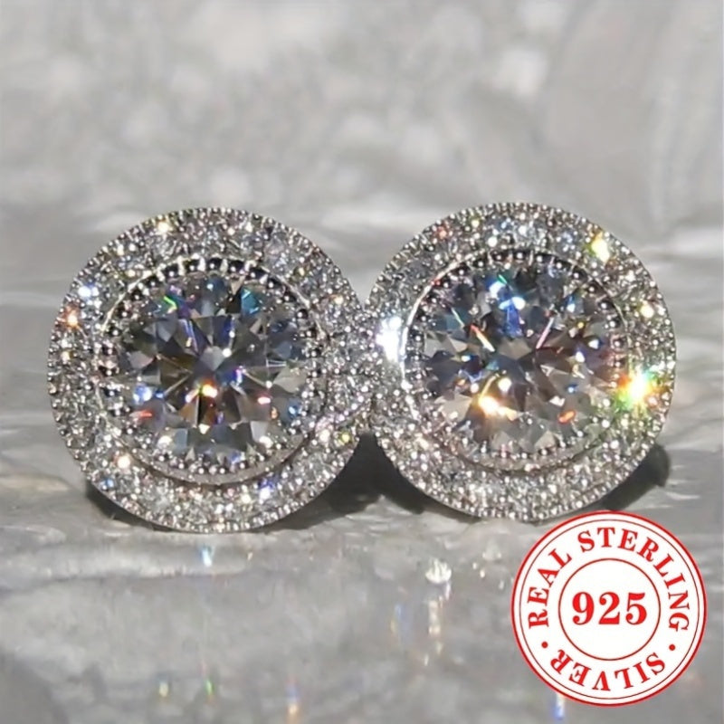 Sterling Silver Earrings for Women Zirconia Wedding Party Jewelry