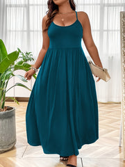 Plus Size Women's Sleeveless Nightgown Black Knee-Length Sleep Dress Lounge Wear