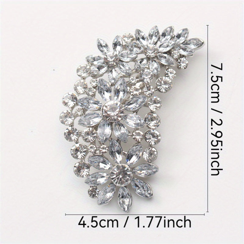 Women's Rhinestone Feather Brooch Hollow Design Pin Jewelry Accessory
