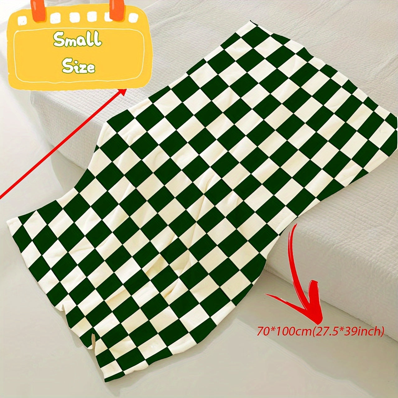 Green and White Buffalo Check Fleece Throw Blanket Reversible Cozy Warm for Sofa Bed Camping
