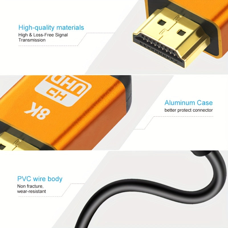 8K HDMI Cable 8K60Hz 4K120Hz Support 3D for PS5 UHD TVs PCs Aluminum Alloy