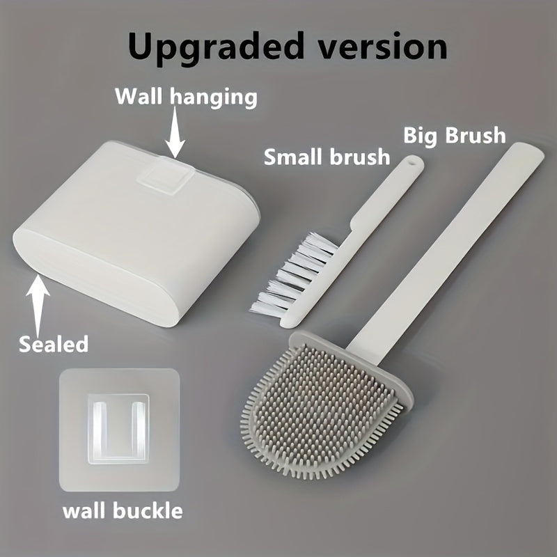 Wall-Mounted Modern Toilet Brush Set Leak-Proof Quick Drying Plastic Bathroom Cleaning