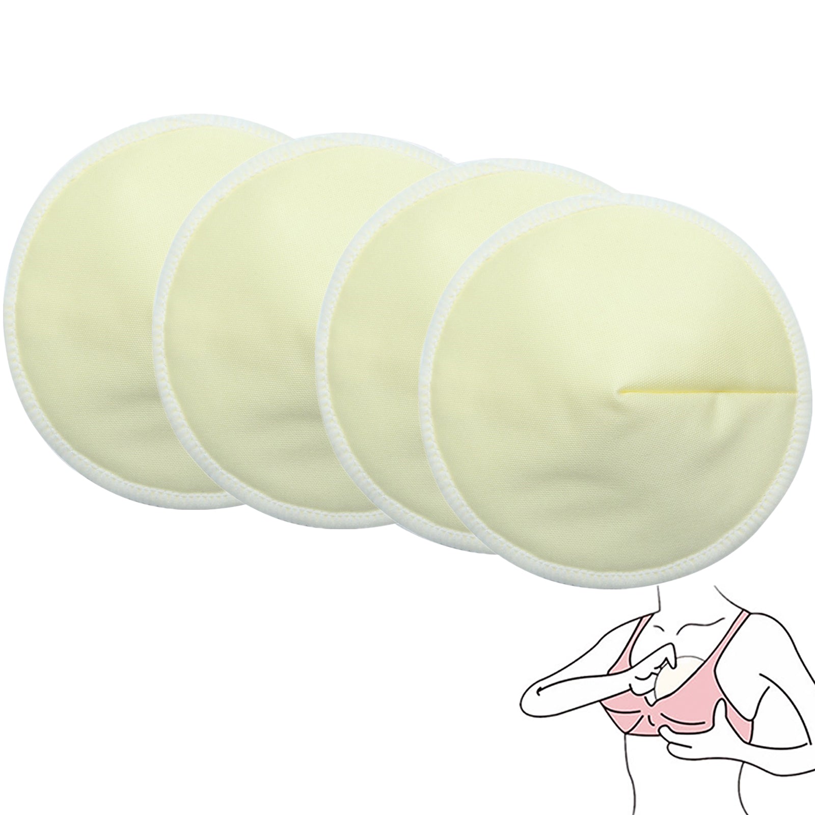 Organic Bamboo Nursing Pads Reusable Waterproof 4 Pack for Breastfeeding Menstrual Care