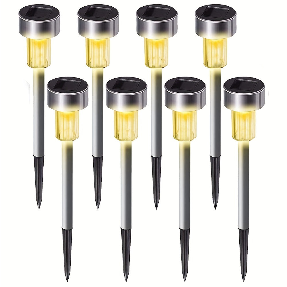 Solar Outdoor Solar Lights Path Garden Lawn Driveway Deck Yard Waterproof Stainless Steel 8 10 12 Pack