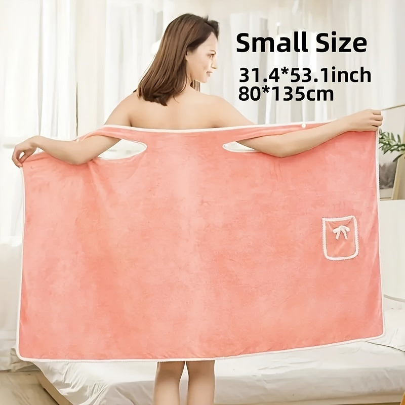 Women’s Polyester Bath Towel with Pocket for Spa and Bathroom Use