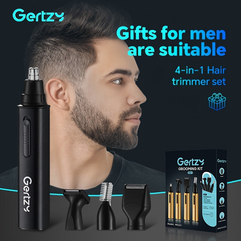 4-in-1 Rechargeable Ear Nose Hair Trimmer for Men and Women with 4 Replacement Heads