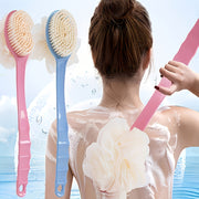 Two-in-One Shower Brush with Soft Loofah for Back Scrubbing No Batteries Needed