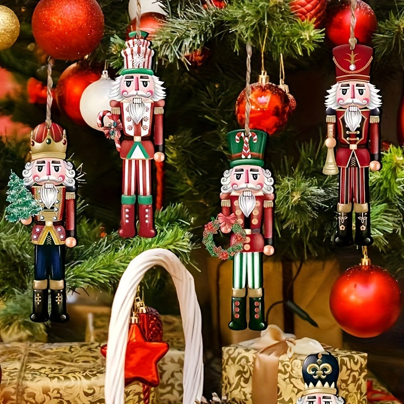 Juego de 12 adornos de Navidad de madera con cascanueces tradicionales para decorar en fiestas
