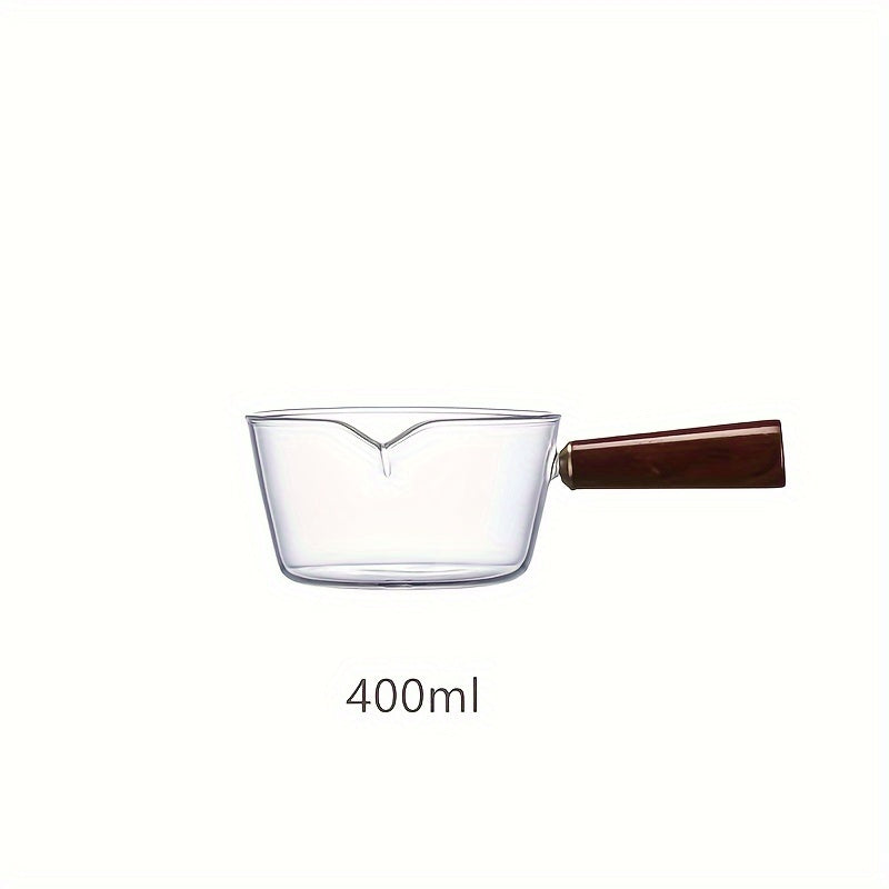 Cookware Set with Redwood Handles 600ml and 400ml Glass Pots for Soup and Desserts