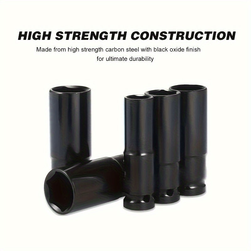 10 Pieces Impact Socket Set 1/2 Inch Deep Drive Carbon Steel Auto Repair