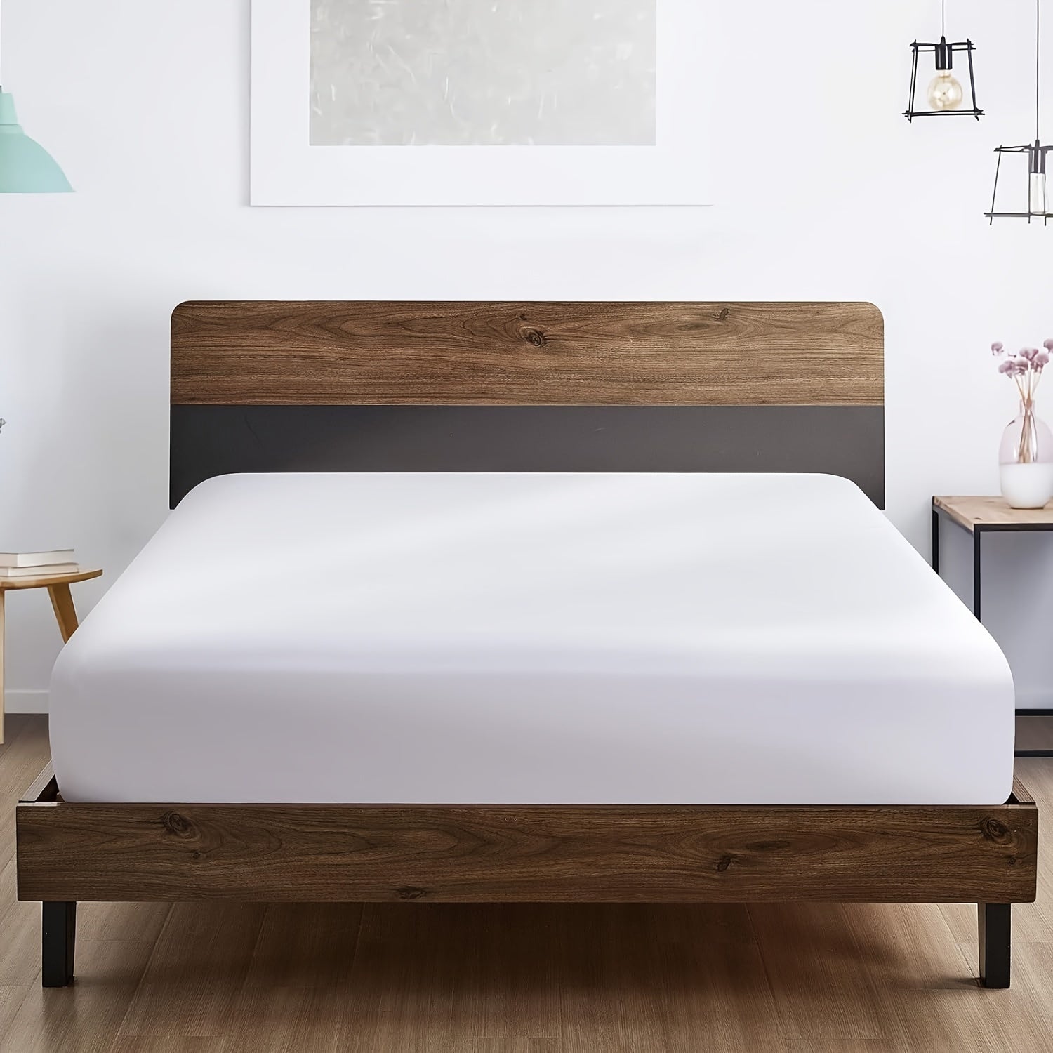 White Fitted Sheet for Queen Size Beds Microfiber Deep Pockets Breathable Ultra Soft