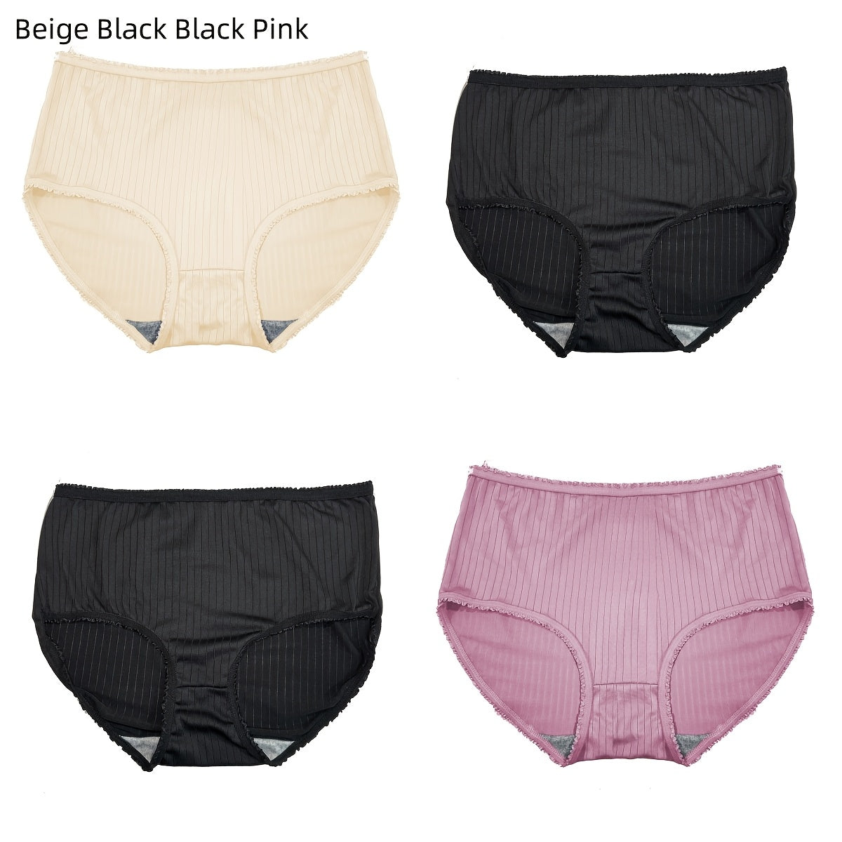 Set of 4 Women's High Waist Breathable Cotton-Polyester Underwear