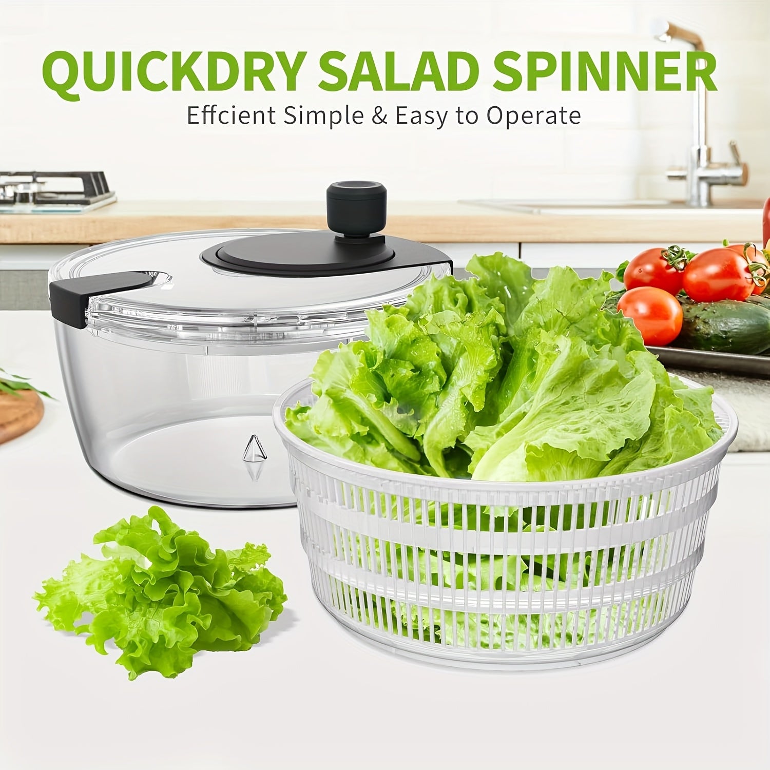 4L Salad Spinner White Double Drainage Holes for Greens Fruits Vegetables