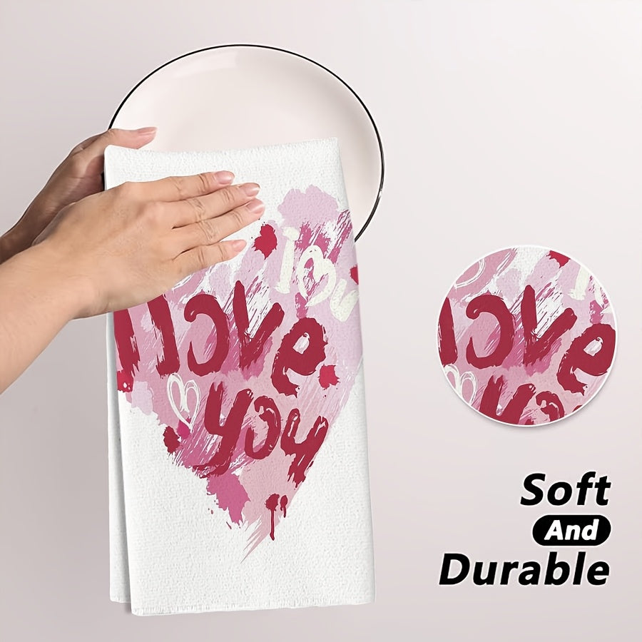 Kitchen Cleaning Set With Heart Pattern Dishcloth Scouring Pad and Cloth