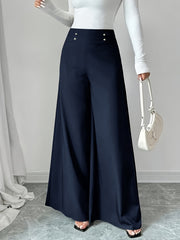 Women's Flare Pants Polyester Spandex Stretch Dark Green Wide Leg Formal