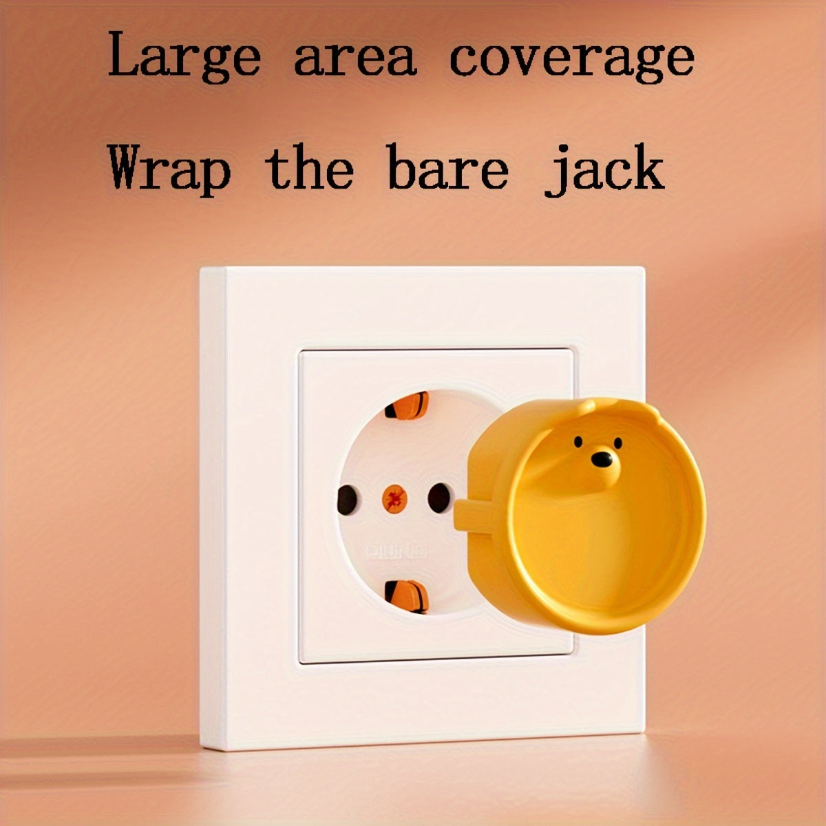 Kids Silicone Outlet Covers 2-Hole Dust and Shock Protection White Gray Yellow Black