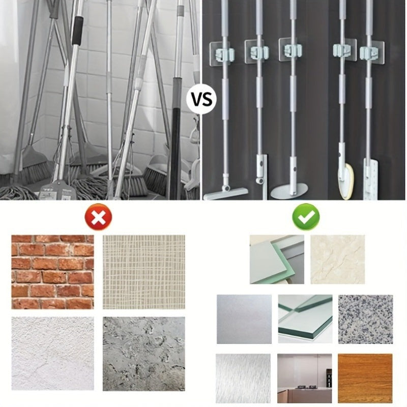 Plastic Wall-Mounted Tool Holders for Brooms Mops and Garden Organization Set of 2