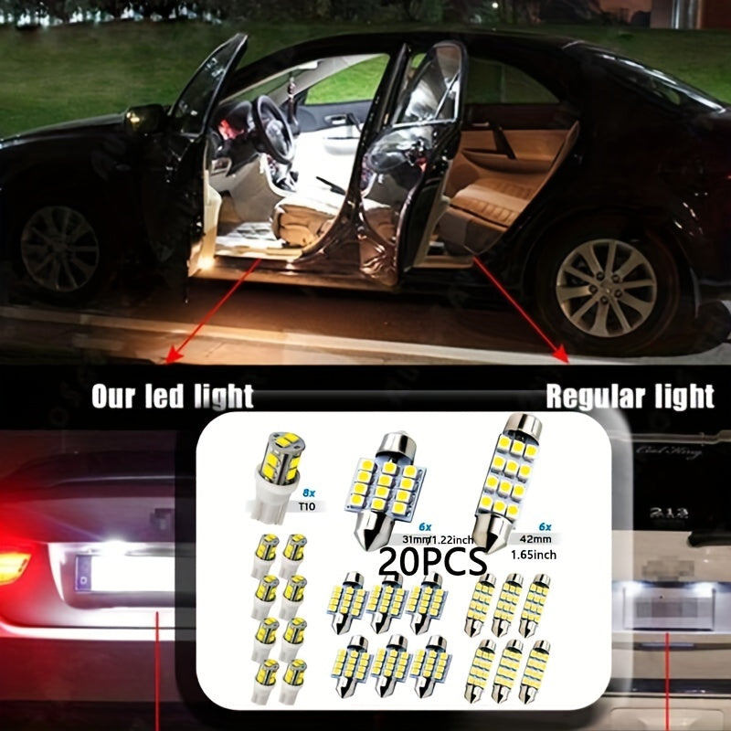 20 piezas de luces LED para interior de coche T10 T5, bombillas para domo, matrícula y maletero
