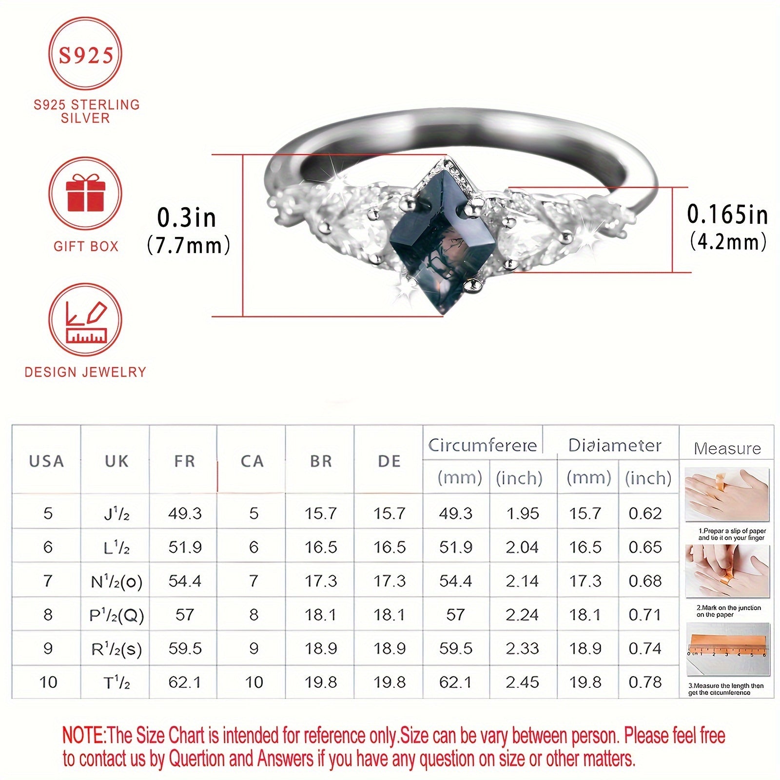 Кольцо из стерлингового серебра с геометрическим фасетированным дизайном из мохового агата для женщин