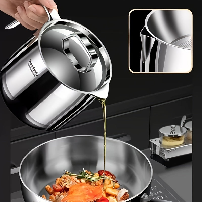 Dispensador de aceite de acero inoxidable de 0.9L con filtro engrosado para cocinar y máquina de leche de soja