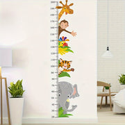 Height Measure Wall Decal Set with Animals Growth Chart Mural Self-Adhesive Sticker for Bedroom and Living Room