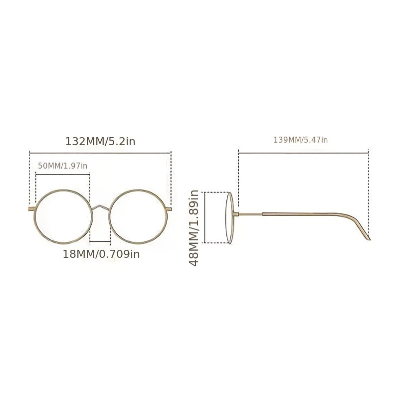Polygonal Gold Metal Eyeglasses Frames with Flat Lenses for a Natural Look