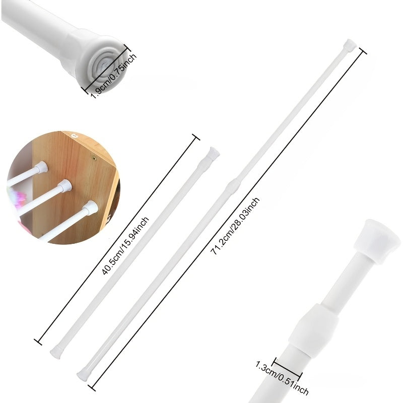 Adjustable White Refrigerator Cabinet Tension Rods Non-Slip Extension