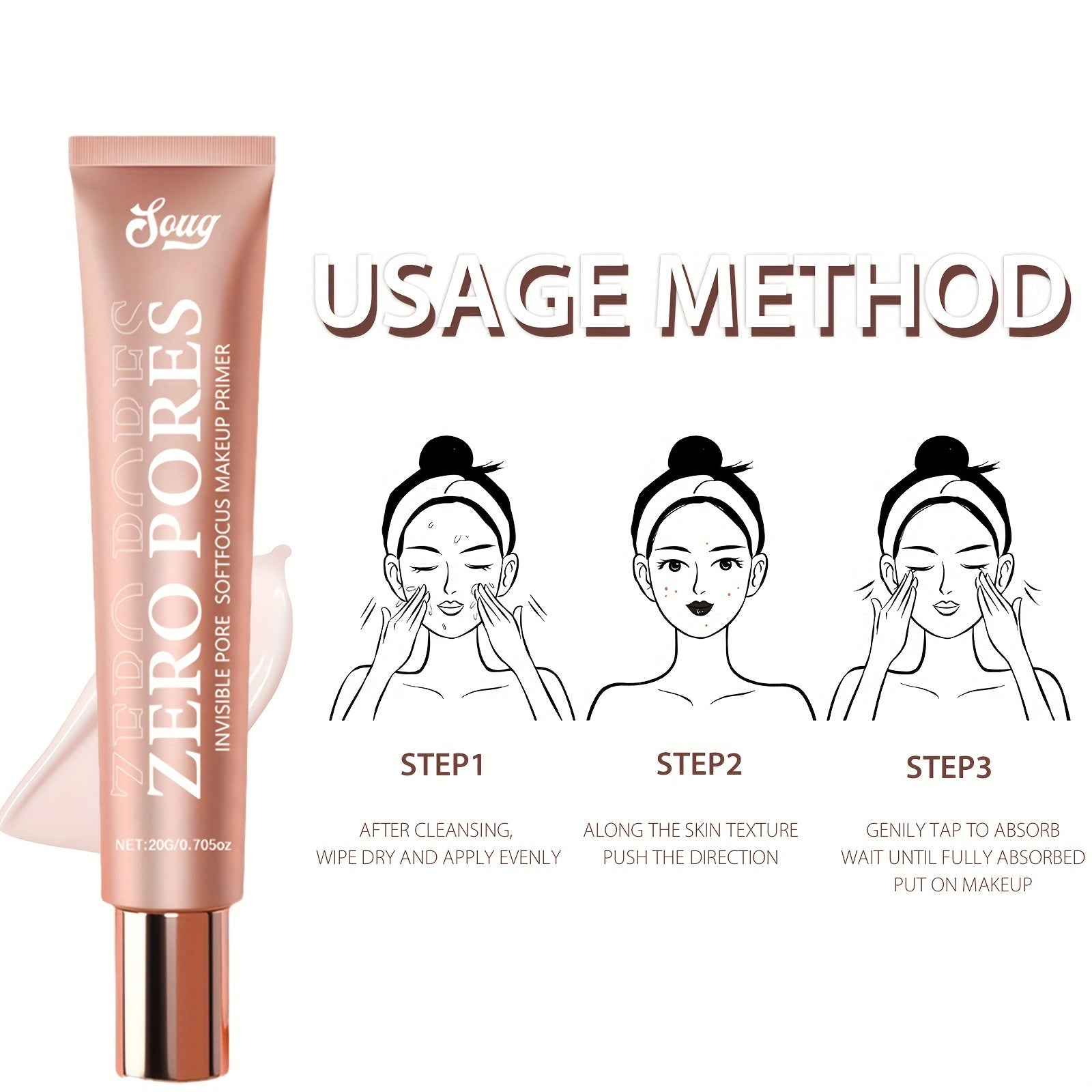 Primer difuminador de poros para unisex 0.7oz corrector iluminador acabado natural