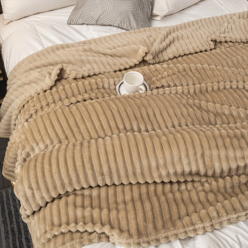 Plush Checkered Rabbit Fur Effect Blanket for Cold Nights and Cozy Snuggling