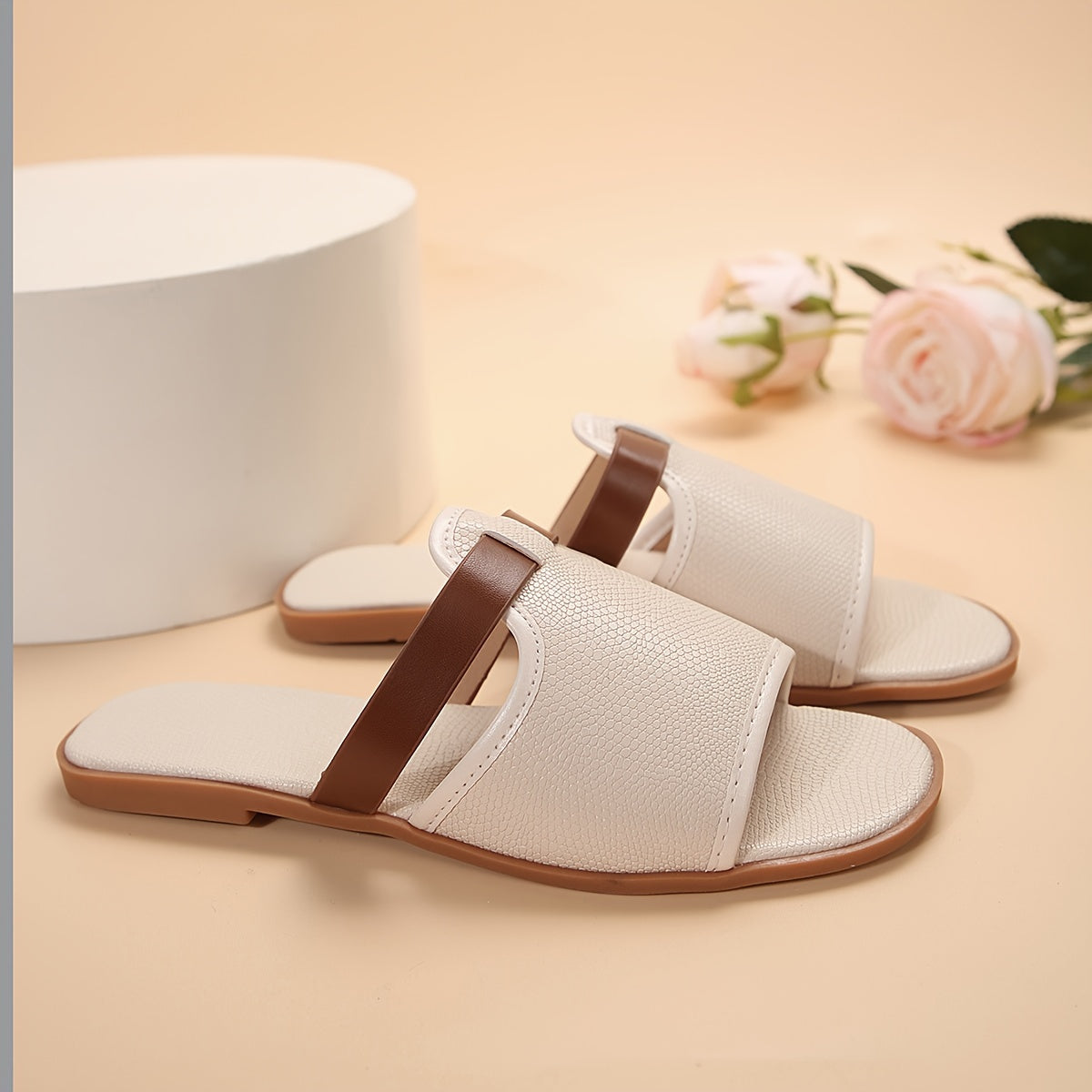 Women's Solid Color Casual Slides Slip On Flat Sandals