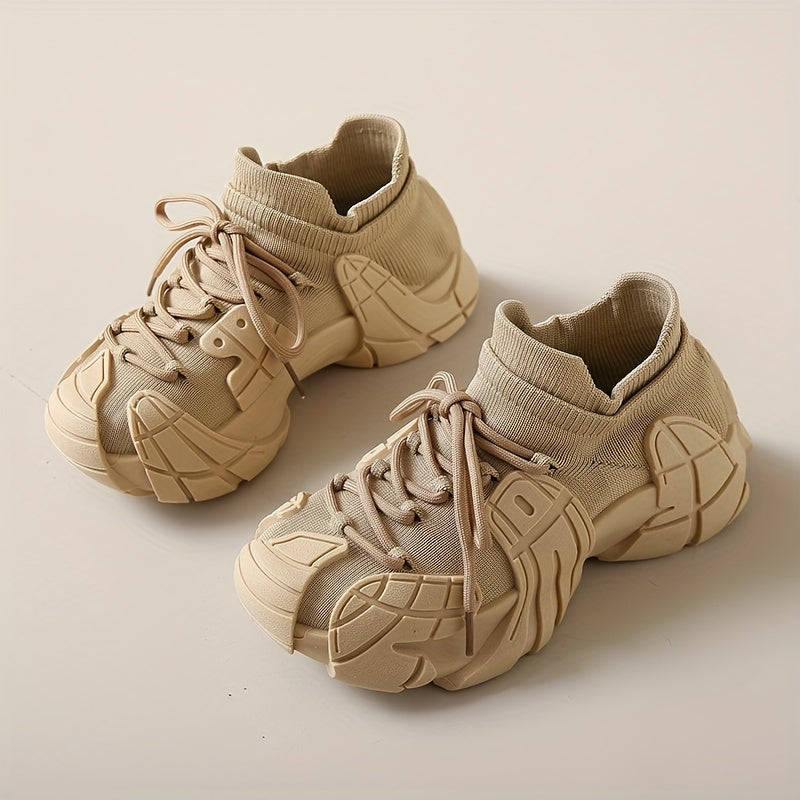 Women's Breathable Knit Sneakers Octopus Design Low-Top Lace-Up Shoes Navy Blue Grey