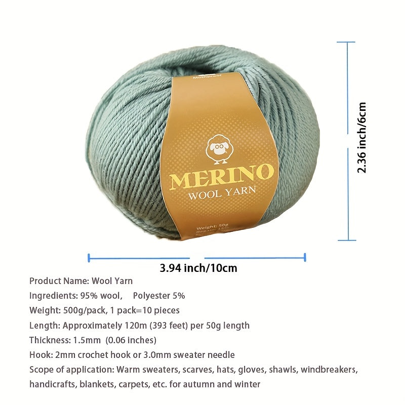 10 JIUWEIDIAOWANG Merino jun to'plari, har biri 500g, 212 O'rtacha og'irlik, Qo'l bilan bo'yalgan DIY material to'qimachilik uchun - Ko'p rangli gradient, Qalin va nozik aralashma, Kamel jun, Kuz Qish.